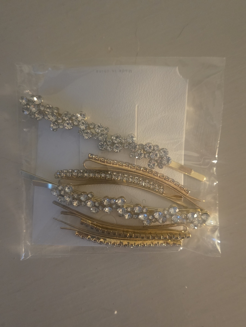 Gold and Clear Crystal Hair Clip Set